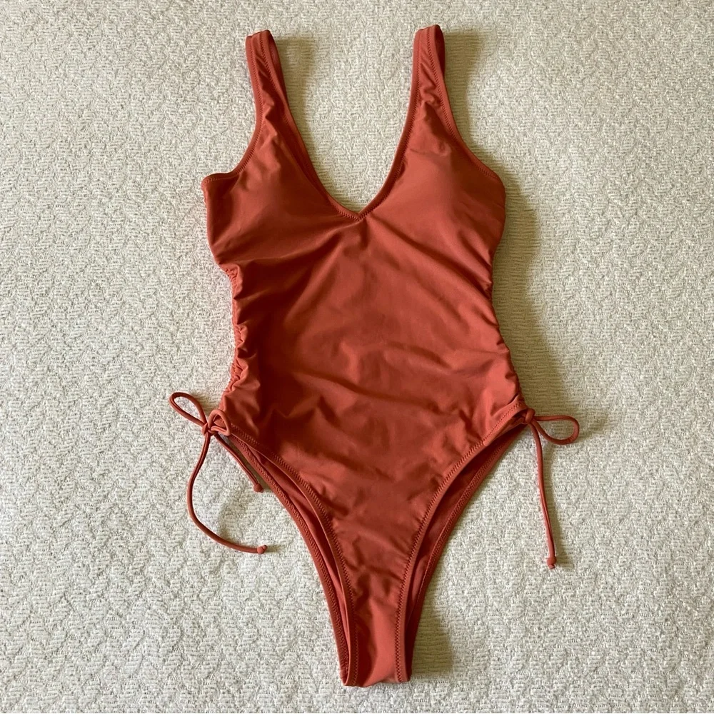 Cupshe Carolina Drawstring Ruched Tummy Control One Piece Swimsuit